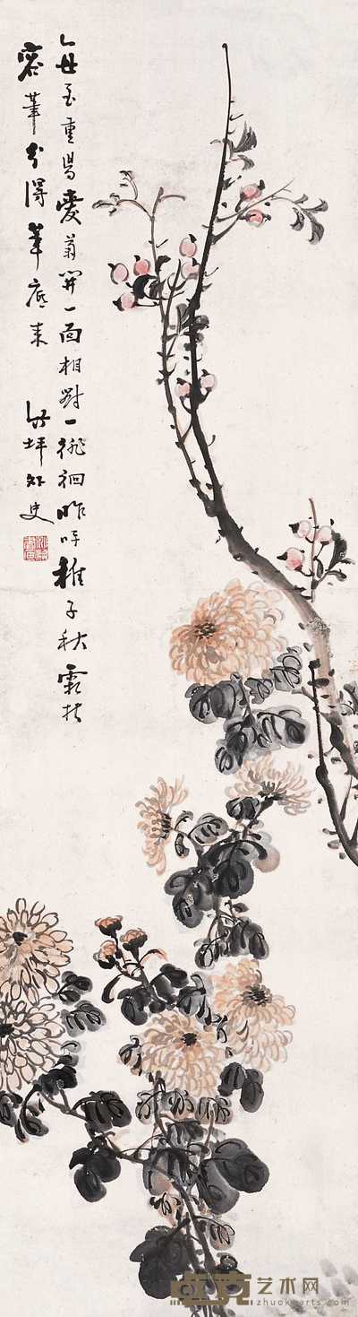 马兆麟 重阳秋色 立轴 118×32.5cm